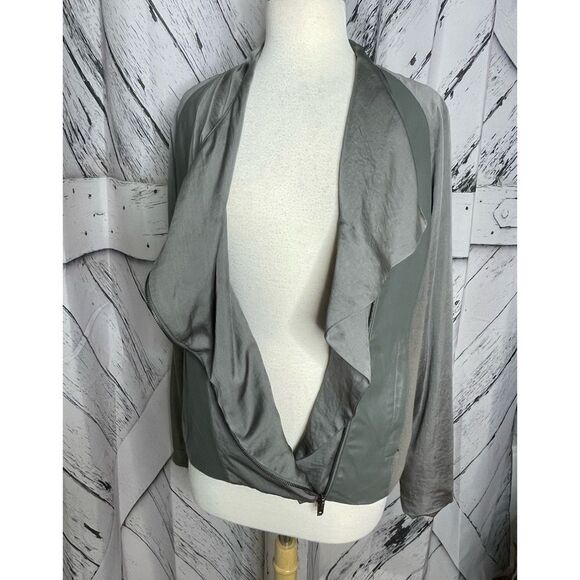 American Retro Aston Grey Leather Trim Jacket Size 40 - Picture 9 of 12